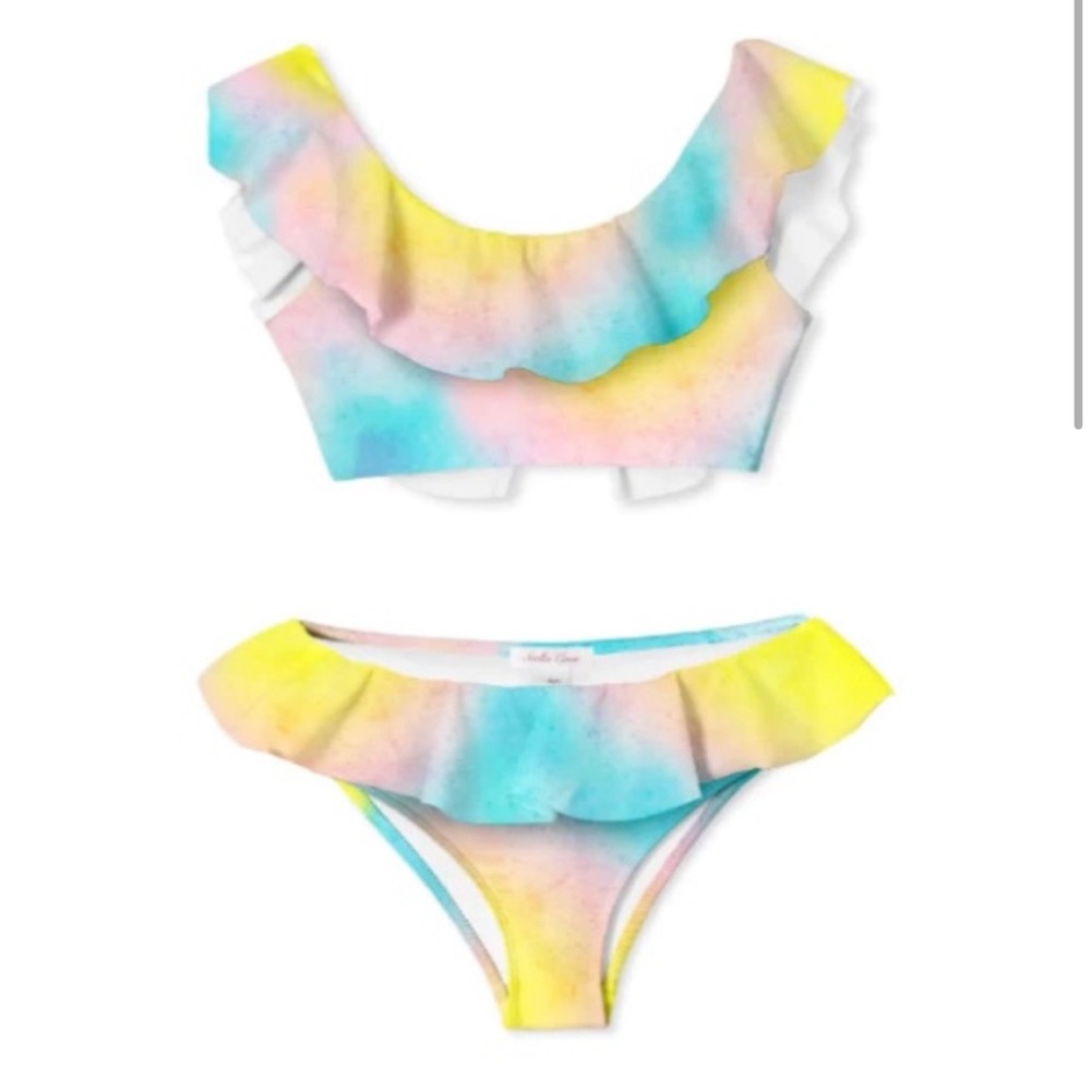 STELLA COVE ruffle bikini in pastel tie dye